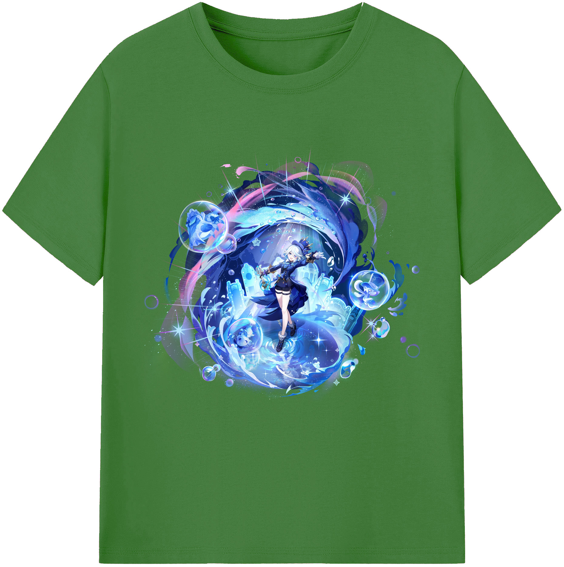 げんし神 フリーナ genshin Furina レディースカジュアルプリントTシャツ（綿100％）